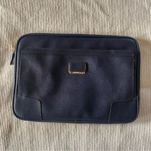 TUMI leather laptop case - Navy